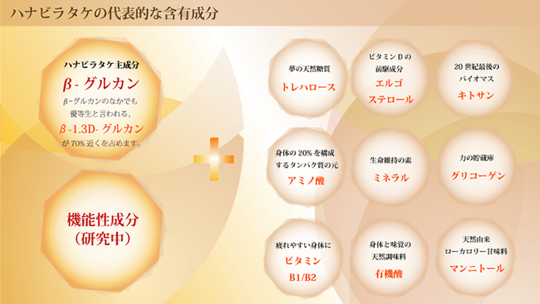 はなびらたけの代表的な含有成分